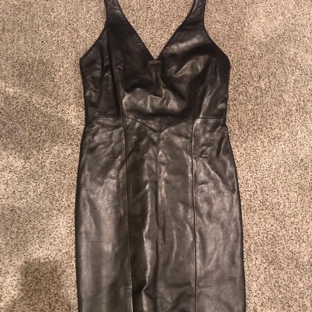Black leather dress low back size 8 north beach
